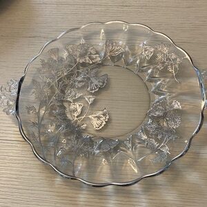 Vintage Elegant Floral Glass Serving Platter